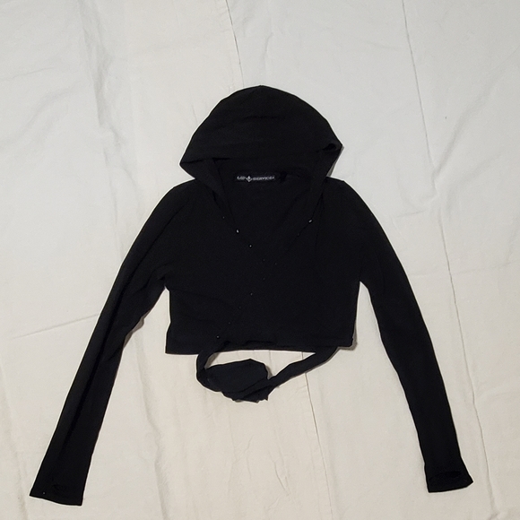 Studded Wrap Around Crop Hoodie - Picture 1 of 4